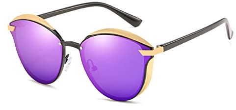 HNGM Sonnenbrillen Damen Sonnenbrille Katze Auge Luxus Damen männer Fahren Sonnenschirm Spiegel Frauen polarisierte Sonnenbrille Retro Klassische gläser (Lenses Color : Purple)
