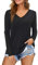 Florboom Ladies T Shirts Long Sleeve V Neck Tunic Tops for Women UK Black Size 8 10
