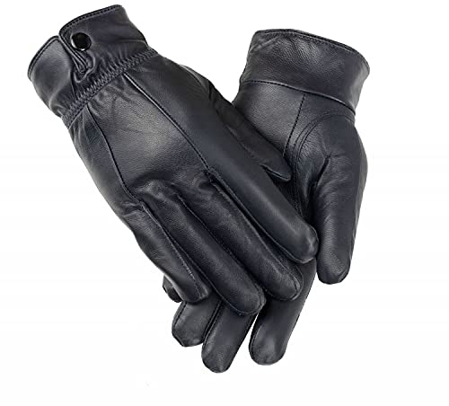 Damen Lederhandschuhe, extra weich und warm, wasserdichte Handschuhe für Damen, Schwarz , M-L