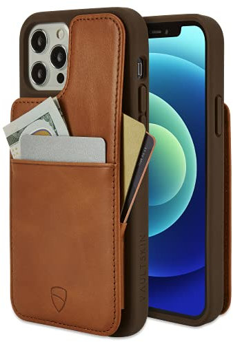 Vaultskin ETON ARMOUR Leather Wallet Case for iPhone 13, Sleek iPhone Holster with Cardholder, Durable Protection and Elegant Design (Cognac, for iPhone 13)