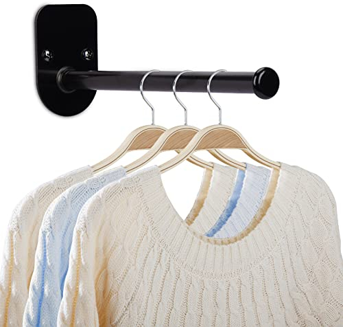 XINYUWIN Single Section Stainless Steel Clothes Hanger Storage Rack Organizer Wall Mount Adhesive OR Drilling Installation (Length 7.8)