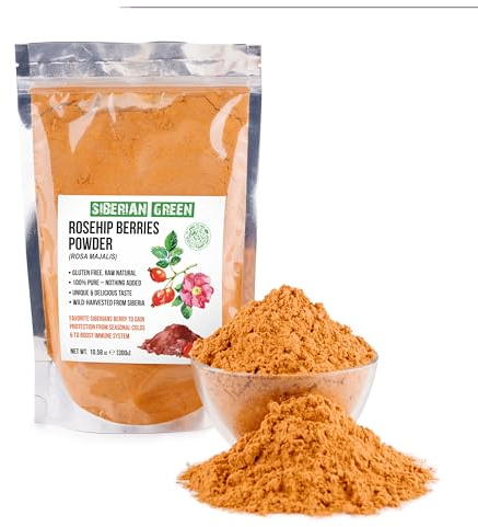 Farina di rosa canina siberiana macinata con farina di bacche di olivello spinoso 300 g Tè in polvere fine essiccato a base di erbe di rosa canina Altai Taiga