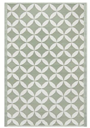 JEMIDI Outdoor Teppich 120x180cm groß - Terrassenteppich Balkonteppich Außenteppich - Balkon Teppich Garten Läufer Gartenteppich - Diamant Muster Grün Grau