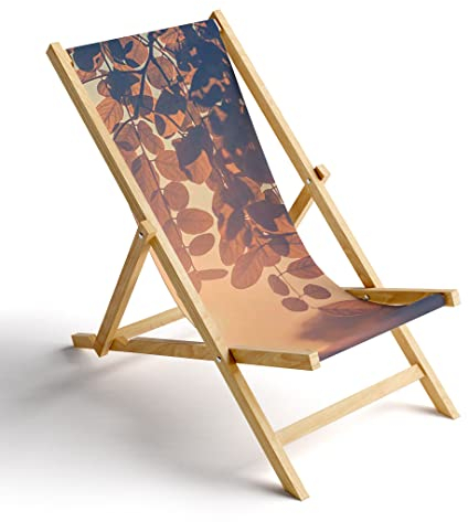 MyMaxxi Liegestuhl Holz Bedruckt Gartenstuhl - Hängende Blätter im Sonnenuntergang - Terrasse Balkon Sonnenliege - klappbar Strandstuhl Garten - Relax Gartenliege - verstellbar