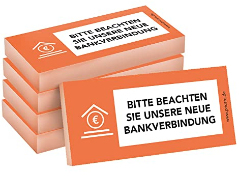PRICARO Haftnotizen Neue Bankverbindung, orange, 100 Blatt, 5 Stück