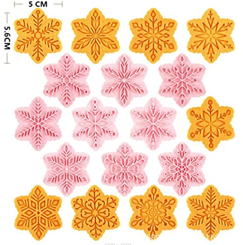 9 Stücke Niedliche Weihnachten Schneeflocken Ausstechformen Kunststoff Plätzchenstempel Schneeflocke Keksform Presse Weihnachten Keksform Set Backen Küchenwerkzeuge (Schneeflocke 1227A)