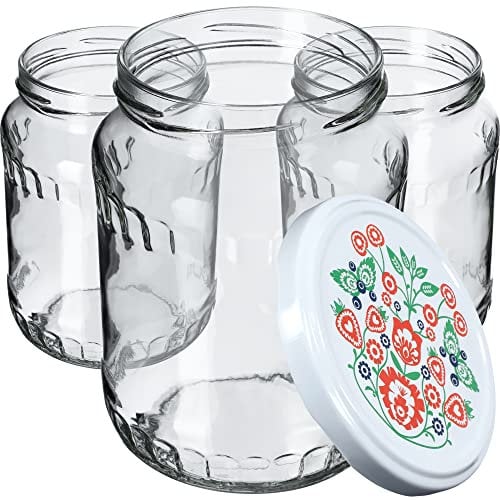 KADAX 16st Einmachgläser 720 ml, ideal zum Einkochen und Aufbewahren, Gläser mit Schraubverschluss, Einkochgläser mit Schraubdeckel, Twist Off to 82, Vorratsgläser zum Einlegen (Folklore)