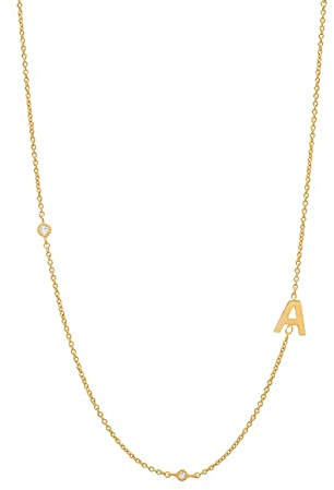 SILBERTALE Dünne Kette Gold mit Buchstaben a und Zirkonia Silber 925 Personalisiert Initialen Halskette Damen