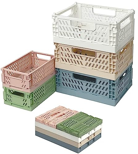Aiareozy 5 Piezas Cajas Plegables, Caja Plegable Plastico, Cajas Plegables Almacenaje, Caja Plegable Almacenaje, para Cocina, Baño, Oficina, Dormitorio, Aula, Armario, Cajón