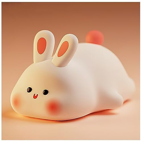 FOVNOT Bunny Squishy Lamp, USB Rechargeable Silicone Squishy Night Light Cute Kids Squishy Light with Touch Sensor 3 Modes Adjustable Brightness Rabbit Silicone Light Squishy Night Light for Kids Gift
