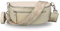 BRISE Bauchtasche Damen Echtes Leder Lucia Handgemachte Umhängetasche Crossbody Bag mit Ledergurt + Optionalen Breiten Gemusterten Riemen 3 Fächer Stylische Hüfttasche Made in Italy (Beige - 3)