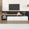 BTM TV Stand Cabinet, TV Stand LED, High-gloss White TV Unit with Practical Storage, Glass Shelves & 7 Colors LED Lighting, 192.5x35x42cm