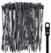 QYIMLI 100pcs Zip Tie with Screw Hole, Automotive Wire Self Locking Black Zip Ties (8inch)