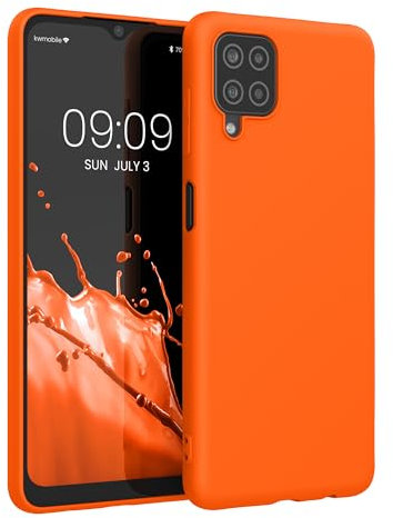 kwmobile Case Compatible with Samsung Galaxy A12 Case - Soft Slim Protective TPU Silicone Cover - Neon Orange