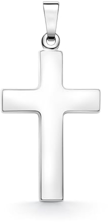 EDELIND Kreuz-Anhänger glanz 333 Echtgold für Herren Damen, Goldanhänger 8 Karat Weißgold Höhe 21 mm, Kettenanhänger mit Schmuck Geschenk Box