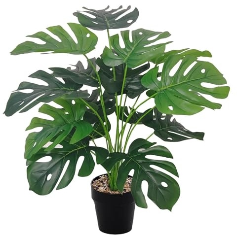 YJWZ Kunstpflanzen Groß 75CM Grün Geflecktes Splitphilo-Pflanze Monstera 18 Zweige im Topf Hawaii Grün Fake Plant Künstliche Pflanze für Schlafzimmer Büro Garten Hochzeit Party Deco