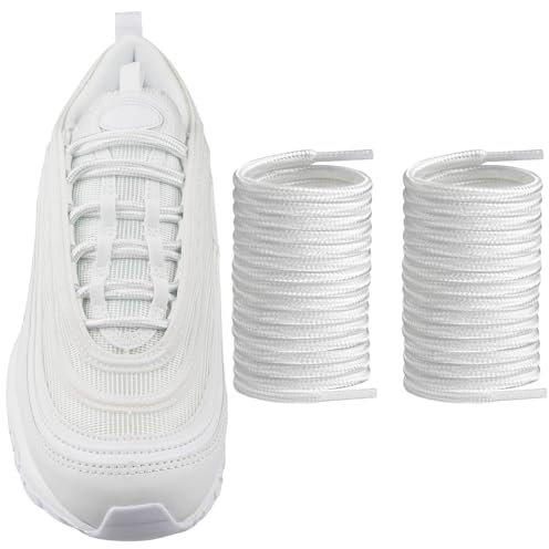 Endoto Rund Schnürsenkel für Nike Air Max 97/95/720 Running Schuhe, 4MM Ersatz Schuhbänder Shoelaces Laces (Weiß, 63 Zoll)