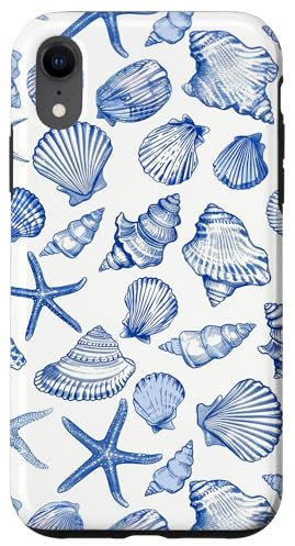 iPhone XR Blue Seashells And Starfish Beach Summer Coastal Phone Cover Case