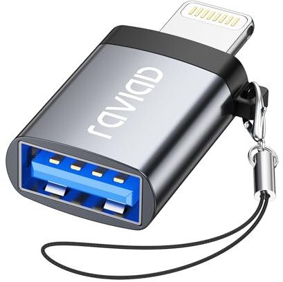 RAVIAD Adaptateur Lightning vers USB pour Appareil Photo Lot de 1, Adaptateur USB 3.0 OTG pour iPhone/i-Pad pour connecter Disque U, Souris, Clavier, Clavier MIDI, Hub, Lecteur de Cartes
