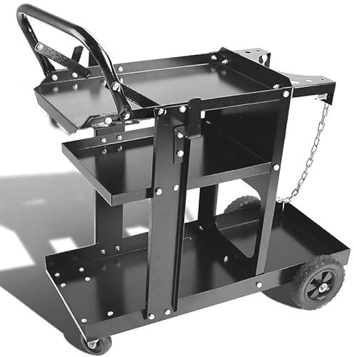 Mobiler Schweißwagen Schweißmobil Werkstattwagen Schweißgerätewagen für Schweßgeräte schweißtisch (100 kg, 3 Ablageflächen)