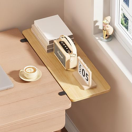 Schreibtisch-Erweiterungsfach, Faltbare Tastaturablage, Multifunktional Schwebender Klapptisch, Ergonomische, Stanzfreie Klemm-Auf-Schreibtisch-Erweiterung, For Zuhause Und Das Büro(Wood color,60*25cm