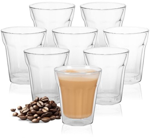 Moritz & Moritz Doppelwandige Gläser Set 8 x 280 ml - Für Cappuccino, Kaffee, Tee, Longdrinks oder Dessert - Spülmaschinengeeignet