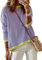 Cuptacc Pullover Damen Gestreiftes Shirt Rundhalsausschnitt Baumwolle Sweatshirt Langarm Pulli Damen Elegant Blue Purple Groß L 42-44