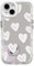 NITITOP Compatible with iPhone 14 Plus / 15 Plus Case Cute Glossy Mirror Love Heart Pattern for Women Girls White Lens Bezel Design Shockproof Silver Protective Phone Cover - White Heart