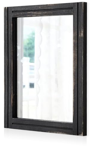 AAZZKANG Wall Mounted Mirror Large Rectanglular Retro Mirrors 70x50cm with Wood Frame Bedroom Living Room Bathroom Entryway