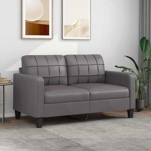 Iiaky 2-Sitzer-Sofa Grau 140 cm Kunstleder Sitzgarnitur Wohnzimmer KüChensofa 2-Sitzer