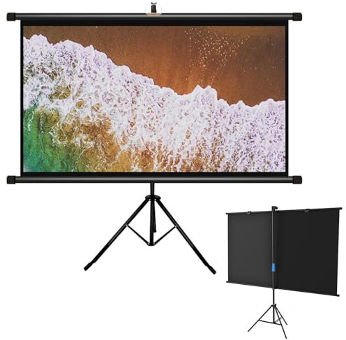 Hoiweqr Projector Screen With Stand 60-inch/72-inch - 16:9/4:3 HD Premium Projection Screens, Pull Up Foldable Stand, Projectors Screen With Tripod For Movie Presentation On Wall Portable(16:9,60in)