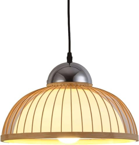 BFFGKGL Lámpara colgante de comedor de madera natural tejida a mano japonesa Lámpara colgante de cesta colgante de isla de cocina de madera rústica boho Lámpara colgante de granja de bambú nórdica mod