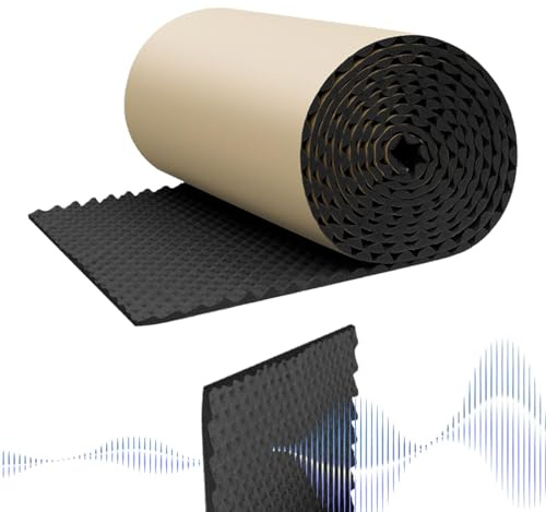 Tapis d'isolation acoustique pour voiture, 200 x 50 cm, en mousse, autocollant, en mousse acoustique, isolation phonique, ignifuge, résistant à l'humidité, absorbant le bruit