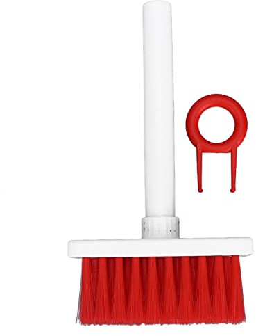 Brosse pour clavier, design à double tête séparé, design multifonction 5 en 1 à 3 rangées, stylo de brosse de nettoyage en plastique pour casque (blanc rouge)