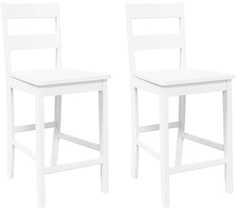 vidaXL Tabourets de Bar 2 pcs Blanc Bois Massif d'hévéa