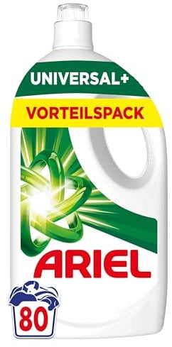 Ariel Flüssigwaschmittel, 80 Waschladungen Universal+, Kraftvolle Fleckentfernung In Nur 1 Waschgang, Selbst Bei Kaltwaschzyklen