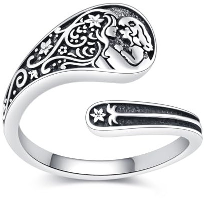 Mutter Tochter Ringe 925 Sterling Silber Vintage Mothers Spoon Ring Mutter Tochter Schmuck Geschenke für Frauen