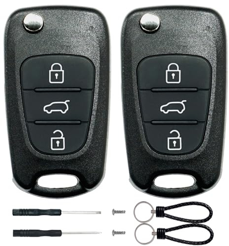 SUPALAND 2 Piezas Repuesto Carcasa Llave Compatible para Hyundai i10 i20 i30 ix20 ix35 y Kia Rio Ceed Sportage Venga Soul Sorento, Mando a Distancia Coche Funda-con Llave de Hoja (3 Botones)