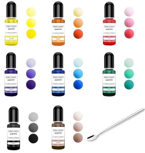 Femnow Farbe für Gießpulver, Gießpulver Farbe, Farbpigmente Gießpulver, 8 Farben Set für Beton Gips, Hochkonzentrierte Farbpigmente für Modellbau, Leicht lösliches Pulver, Betonfarbe Pulver Gipsfarbe