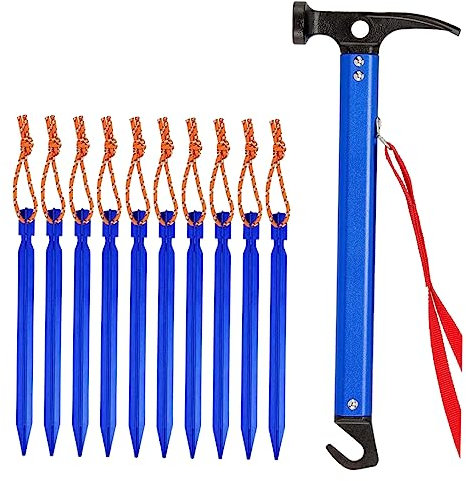 VOSAREA 11stücke Teiliges Set Zelt-Hammer Und Erdnägel Für Camping Leichte Korrosionsbeständig Für Harten Boden Multifunktionales Werkzeug Für Outdoor-aktivitäten