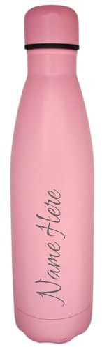 1stclassgifts Personalised Engraved 500ml Insulated Water Bottle with Any Name Hot or Cold Drinks Selection of Colours (Light Pink)