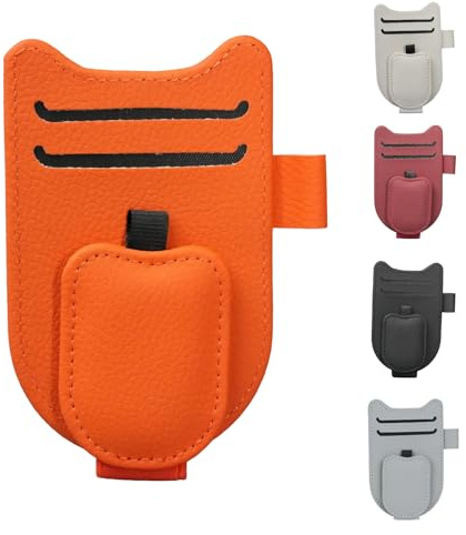 BURENZHAYA Brillenhalter für Auto Sonnenblende, Auto Sonnenbrillenhalter, Leder Auto Multifunktionaler Aufbewahrungsclip,– Auto Visier Kartenclip Organizer – Brillenclip Auto Zubehör (Orange)