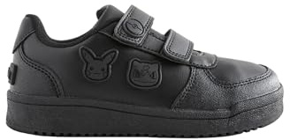 NEXT Ragazzo Scarpe per la Scuola Pokémon con Chiusura a 2 Strappi - Pianta Larga (G) Nero 33