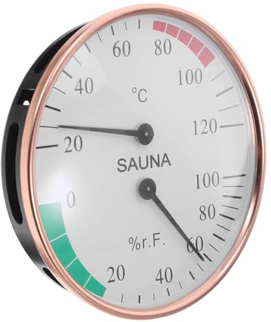 BESPORTBLE Sauna Thermometer Hygrometer Aluminium Doppelanzeige Temperatur Feuchtigkeitsmesser Mini Sauna Temperaturfühler für Dampfbad Zuhause und Spa