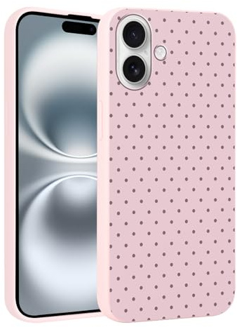 Foonary Polka Dot Phone Case for iPhone 16 Cute Fashion Pattern Case 6.1, Aesthetic Trendy Stylish Design Women Girly Cover Camera Protective Slim Silicone Shockproof TPU Funda, Pink