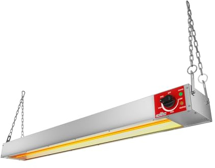CROSSON 48 Inch Food Heat Lamp Overhead Strip Heater with German EGO Thermostat,Commercial Hanging Heating Lamp for Food Warming,Suspended Chain and Undermount Brackets,1200W