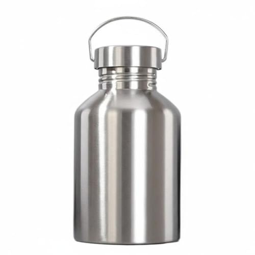 predolo 2L Edelstahl Trinkflasche, Große Outdoor-Trinkflasche | Lebensmittelecht Wasserflasche mit Tragegriff, Einwandige Stahlflasche Wasserflasch für Outdoor-Enthusiast, Outdoor, Camping