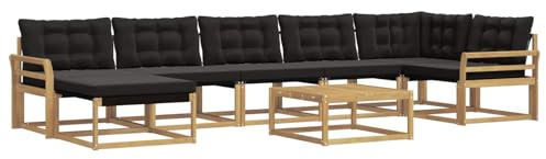vidaXL Outdoor-Sofagarnitur 8 pcs Weiß und Schwarz 79 x 79 x 37 cm, Robustes, modernes Outdoor-Sofa-Set, Gartenmöbel zum Entspannen, wetterfeste Lounge, ergonomische Sitze