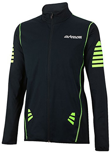 Airtracks Herren Winter Fahrradtrikot Langarm Pro Thermo Funktions Radtrikot Windstopper Warm Fleece -schwarz-neon - S