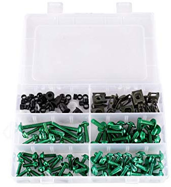 Alamor 177Pcs Kit Viti Bulloni per Carenatura Moto Viti per Honda/Yamaha/Kawasaki/Suzuki - Verde